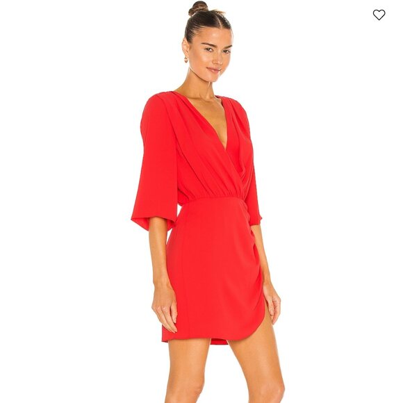 NEW Amanda Uprichard Demetra Mini Dress in Crimson Red Medium - Picture 2 of 3